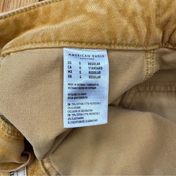 American Eagle Outfitters Gold Corduroy High Rise A-Line Mini Skirt - Picture 8 of 11